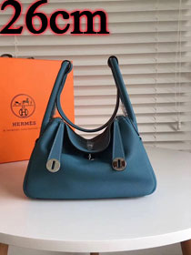 Hermes original top togo leather small lindy 26 bag H26 royal blue