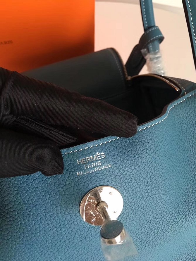 Hermes original top togo leather small lindy 26 bag H26 royal blue