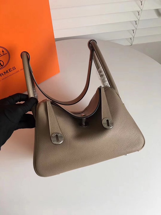 Hermes original top togo leather medium lindy 30 bag H30 gray