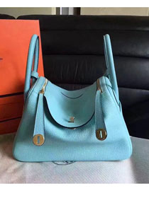 Hermes original top togo leather large lindy 34 bag H34 lake blue