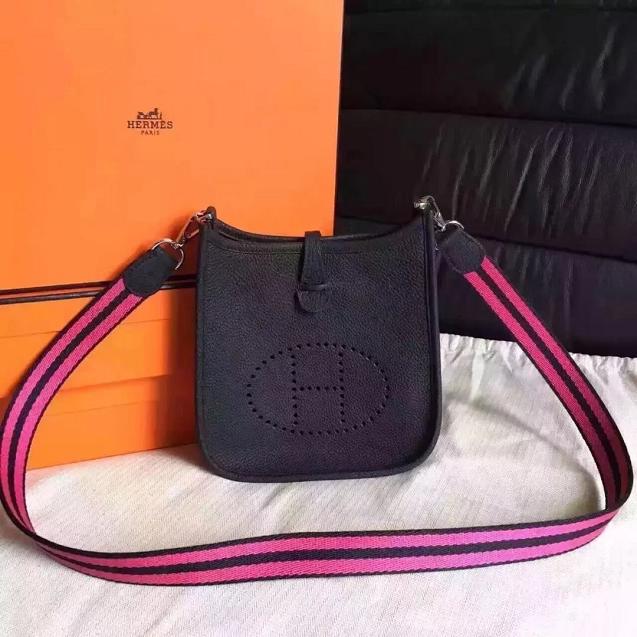 Hermes original togo leather mini evelyne tpm 17 shoulder bag E17 black
