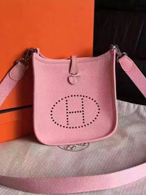Hermes original togo leather mini evelyne tpm 17 shoulder bag E17 pink