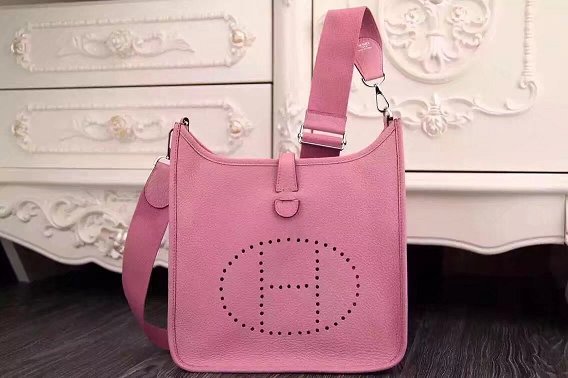 Hermes original togo leather evelyne pm shoulder bag E28 pink