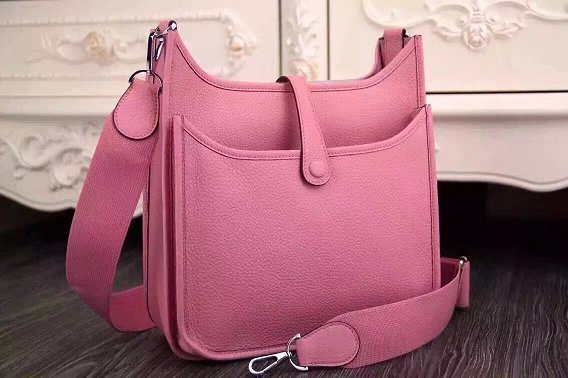 Hermes original togo leather evelyne pm shoulder bag E28 pink