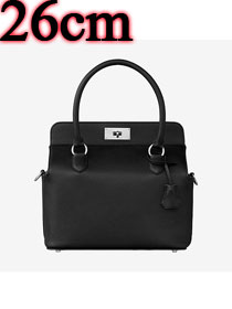 Hermes original togo leather small toolbox handbag T26 black