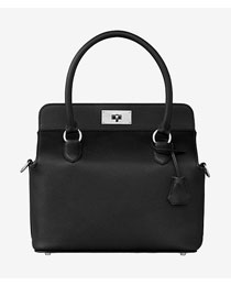 Hermes original togo leather small toolbox handbag T26 black