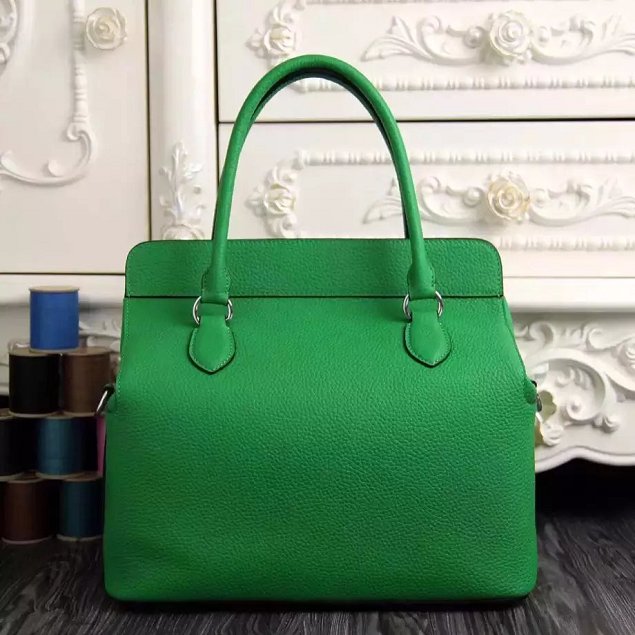 Hermes original togo leather small toolbox handbag T26 green