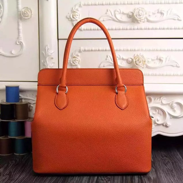 Hermes original togo leather small toolbox handbag T26 orange