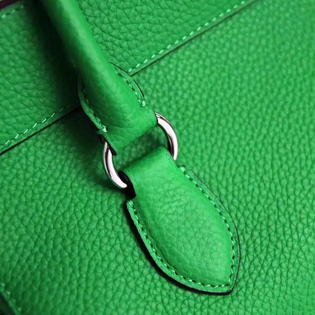 Hermes original togo leather toolbox handbag T31 green