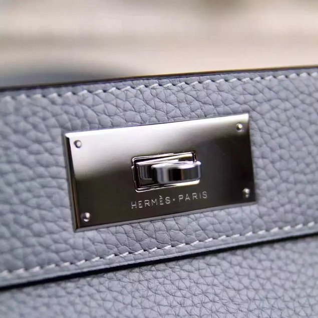 Hermes original togo leather toolbox handbag T31 light blue