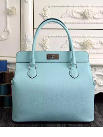 Hermes original togo leather toolbox handbag T31 sky blue