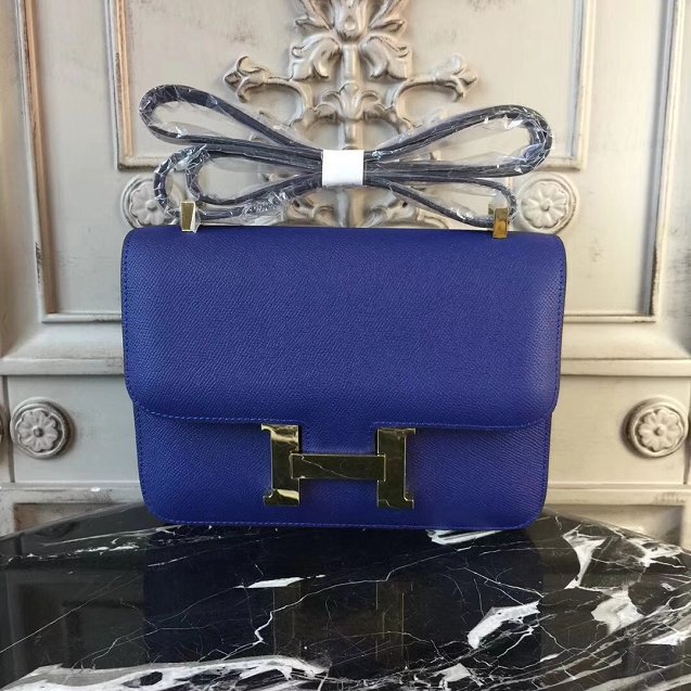 Hermes epsom leather constance 23 bag C230 blue