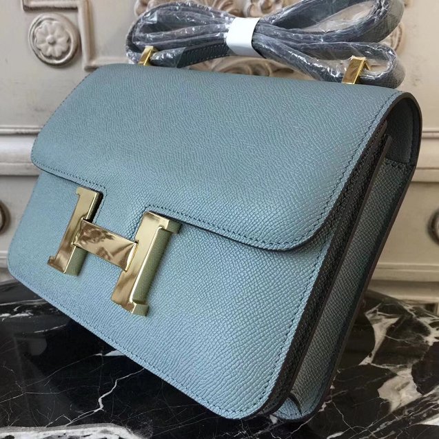 Hermes epsom leather constance 23 bag C230 light blue