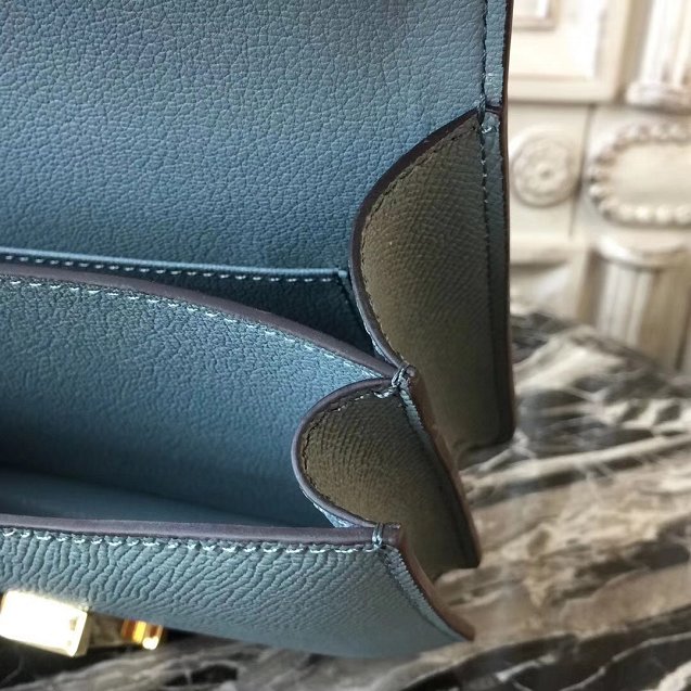 Hermes epsom leather constance 23 bag C230 light blue