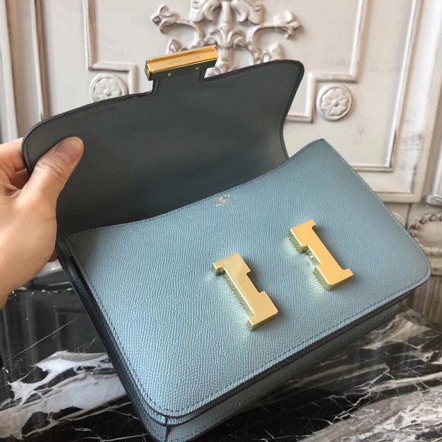 Hermes epsom leather constance 23 bag C230 light blue