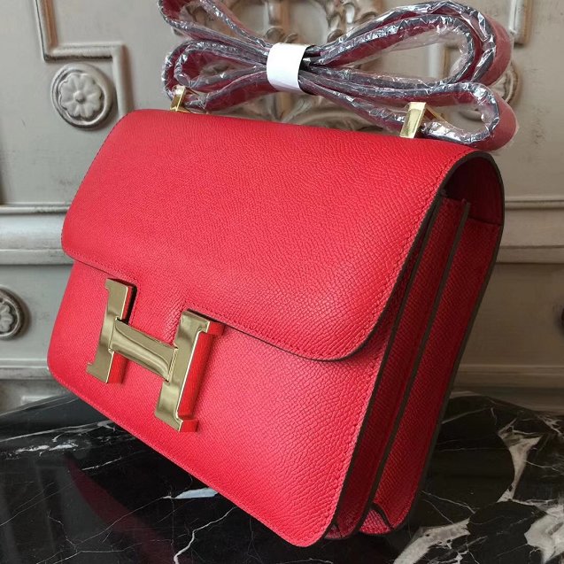 Hermes epsom leather constance 23 bag C230 red