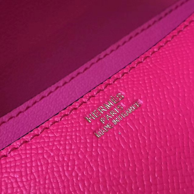 Hermes epsom leather constance 23 bag C230 rose red