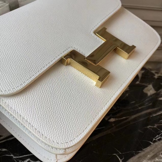 Hermes epsom leather constance 23 bag C230 white