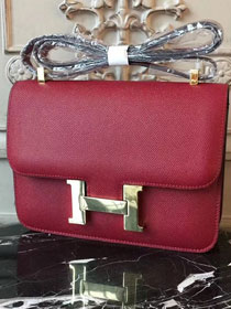 Hermes epsom leather constance 23 bag C230 wine red