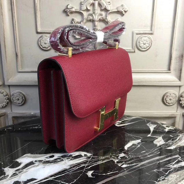 Hermes epsom leather constance 23 bag C230 wine red