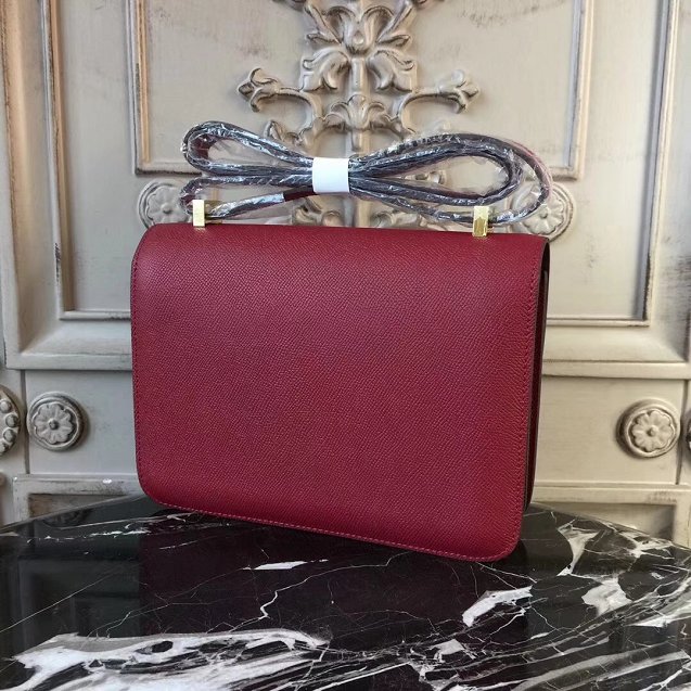 Hermes epsom leather constance 23 bag C230 wine red