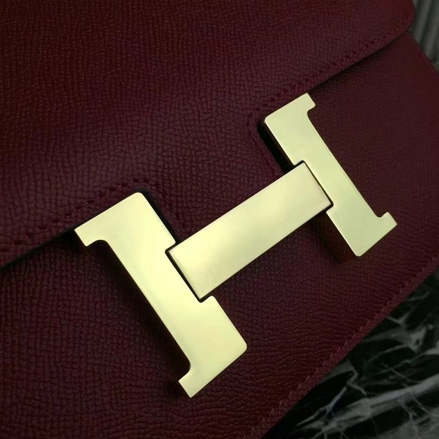 Hermes epsom leather constance 23 bag C230 wine red