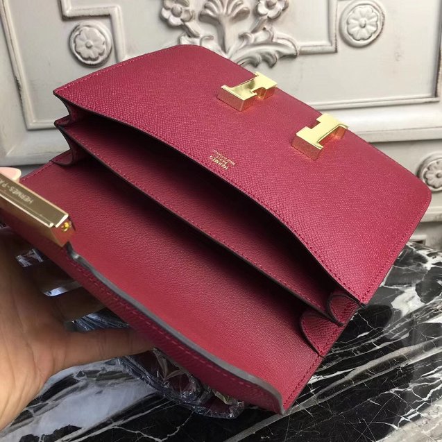 Hermes epsom leather constance 23 bag C230 wine red