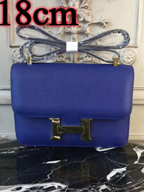 Hermes epsom leather small constance bag C19 blue