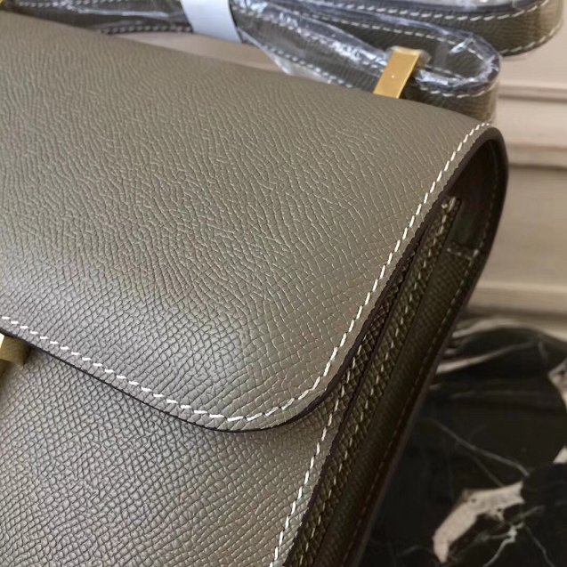 Hermes epsom leather small constance bag C19 gray