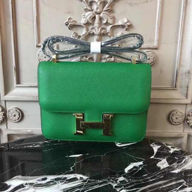 Hermes epsom leather small constance bag C19 green