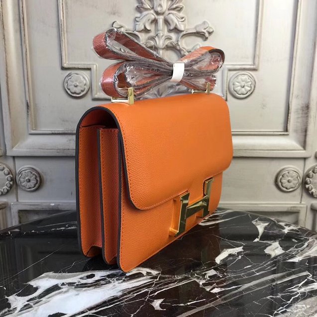 Hermes epsom leather small constance bag C19 orange