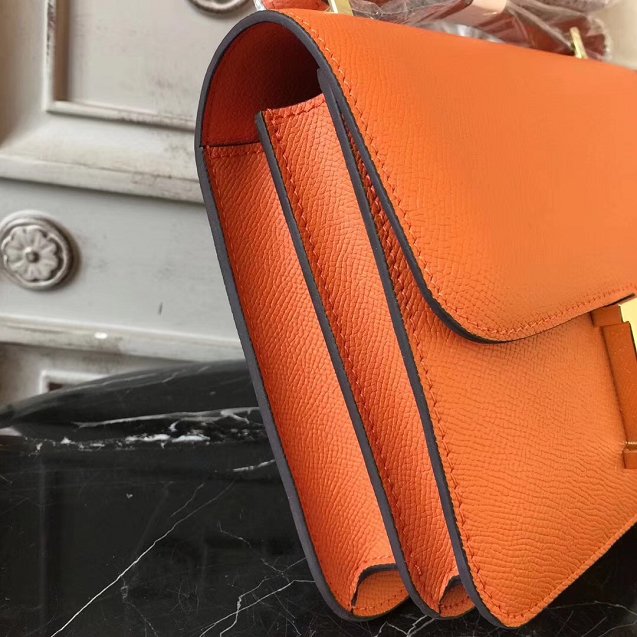 Hermes epsom leather small constance bag C19 orange