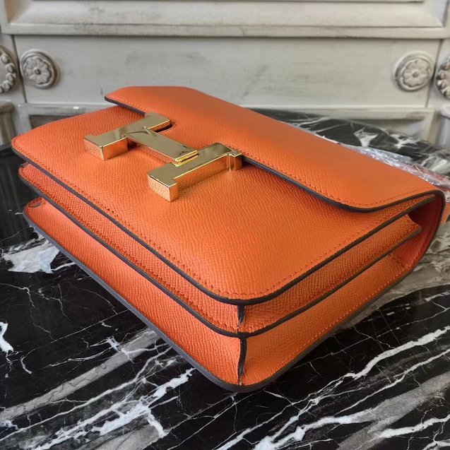 Hermes epsom leather small constance bag C19 orange