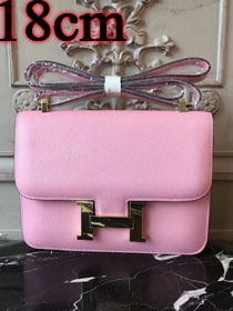 Hermes epsom leather small constance bag C19 pink