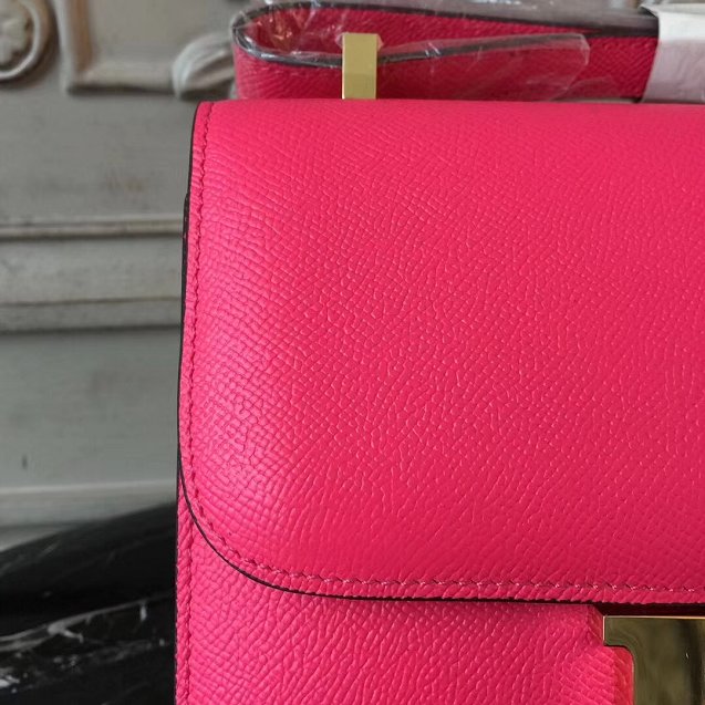 Hermes epsom leather small constance bag C19 rose red