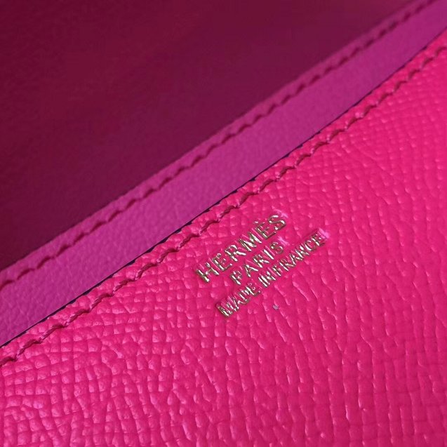 Hermes epsom leather small constance bag C19 rose red