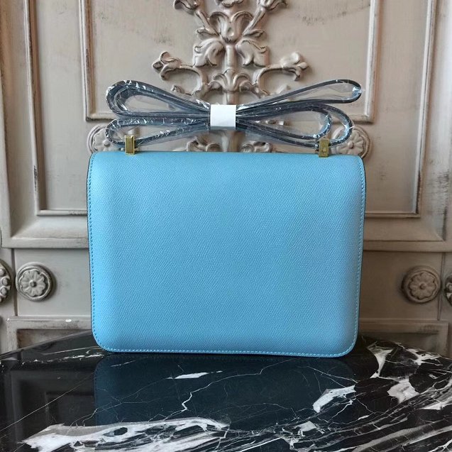 Hermes epsom leather small constance bag C19 sky blue