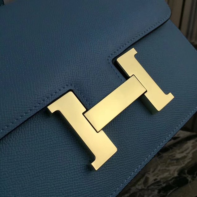 Hermes epsom leather small constance bag C19 sky blue