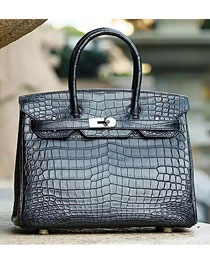 Top hermes genuine 100% crocodile leather handmade birkin 35 bag K350 black