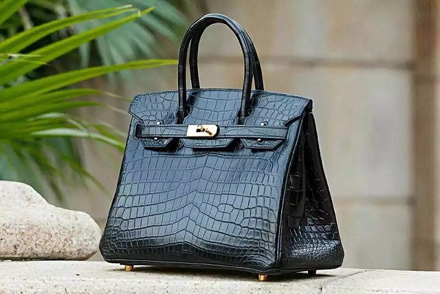 Top hermes genuine 100% crocodile leather handmade birkin 35 bag K350 black