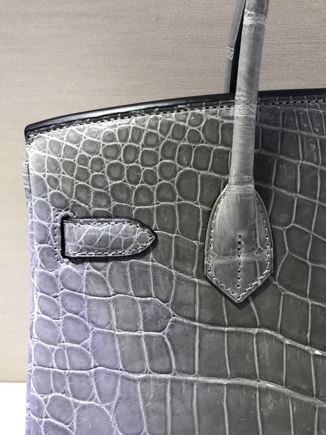 Top hermes genuine 100% crocodile leather handmade birkin 35 bag K350 gray