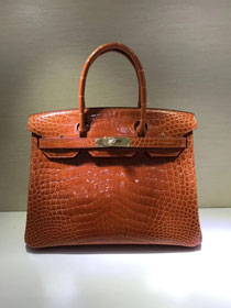 Top hermes genuine 100% crocodile leather handmade birkin 35 bag K350 orange