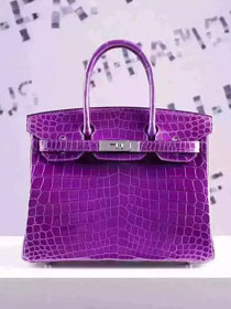 Top hermes genuine 100% crocodile leather handmade birkin 35 bag K350 purple