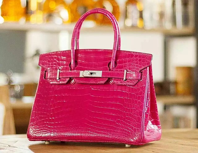 Top hermes genuine 100% crocodile leather handmade birkin 35 bag K350 rose red