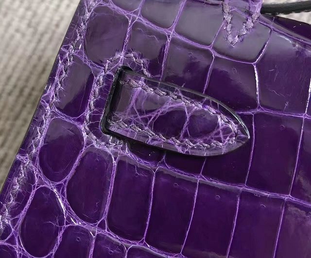 Top hermes genuine 100% crocodile leather handmade mini kelly clutch K220 purple