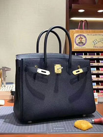 Top hermes 100% totally handmade original togo leather birkin 35 bag H350 black