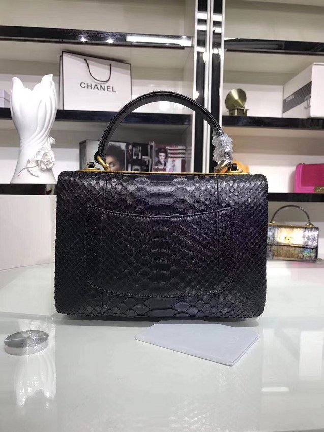 2018 CC original snakeskin top handle flap bag A92236 black