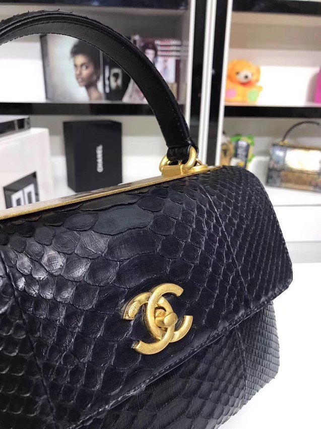 2018 CC original snakeskin top handle flap bag A92236 black