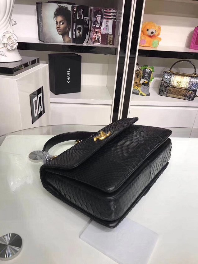 2018 CC original snakeskin top handle flap bag A92236 black