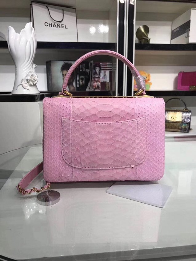 2018 CC original snakeskin top handle flap bag A92236 pink